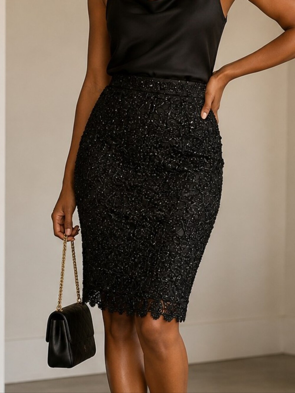 Carmen Marc Valvo | Embellished Sequin Skirt